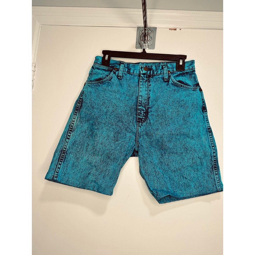 Wrangler Vintage Acid Wash Denim Shorts Sz:28 Blue High Waisted retro